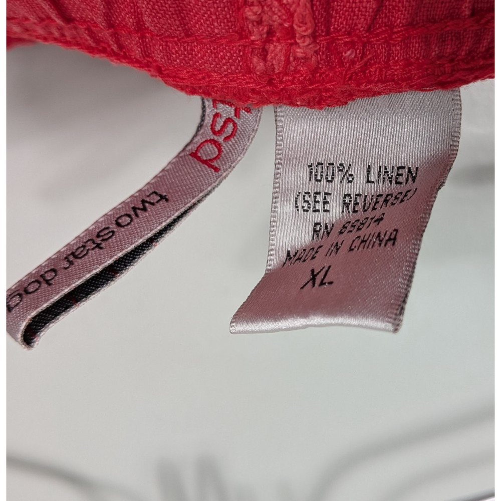 Linen Midi Skirt XL Coral Pink Ruffle Lace Boho A-Line Elastic Pull On Fairy Y2K - Picture 8 of 9